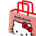 Red-White - Back - Hello Kitty Peeking Reusable Tote Bag