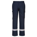 Navy - Front - Portwest Mens Bizflame Plus Panelled Work Trousers