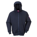 Navy - Front - Portwest Mens FR81 Hooded Full Zip Hoodie