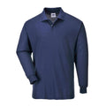 Navy - Front - Portwest Mens Genoa Long-Sleeved Polo Shirt