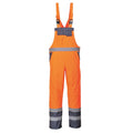 Orange-Navy - Front - Portwest Mens Rain Contrast Hi-Vis Safety Bib And Brace Overall