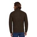 Khaki - Back - Raging Bull Mens Textured Chunky Knit Quarter Zip Pullover