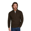 Khaki - Side - Raging Bull Mens Textured Chunky Knit Quarter Zip Pullover