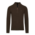 Khaki - Front - Raging Bull Mens Textured Chunky Knit Quarter Zip Pullover