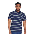 Navy - Side - Raging Bull Mens Triple Stripe Pique Polo Shirt