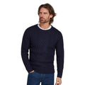 Navy - Side - Raging Bull Mens Chunky Cable Knit Crew Neck Jumper