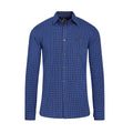 Navy - Front - Raging Bull Mens Windowpane Check Brushed Cotton Long-Sleeved Shirt