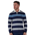 Denim Blue - Lifestyle - Raging Bull Mens Uneven Striped Long-Sleeved Rugby Shirt