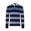 Denim Blue - Front - Raging Bull Mens Uneven Striped Long-Sleeved Rugby Shirt