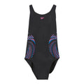 Black-Pink - Front - Speedo Girls Plastisol Placement Muscleback One Piece Swimsuit