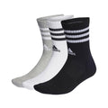 White-Grey-Black - Front - Adidas Unisex Adult Crew Socks (Pack of 3)