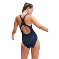 Black-Blue - Back - Speedo Womens-Ladies Hyperboom Medalist All-Over Print One Piece Swimsuit