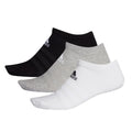 Black-Grey-White - Front - Adidas Unisex Adult Ankle Socks (Pack of 3)