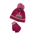 Pink - Back - Girls Princess Hat And Gloves Set