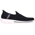 Black-White - Side - Skechers Womens-Ladies Go Walk Travel Slip-on Trainers