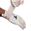 White-Fluorescent Orange-Black - Back - Precision Childrens-Kids Fusion X Pro Negative Duo Grip Goalkeeper Gloves