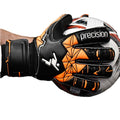 Black-Fluorescent Orange-White - Back - Precision Unisex Adult Fusion X Roll Finger Protect Goalkeeper Gloves