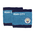 Dark Blue-Sky Blue - Front - Manchester City FC Cotton Wristband (Pack of 2)