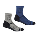 Navy-Dark Steel - Front - Regatta Mens Active Outdoor Socks (Pack of 2)