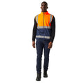 Orange-Navy - Close up - Regatta Mens Pro Full Zip Hi-Vis Vest