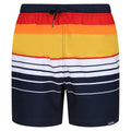 Navy-Orange - Front - Regatta Mens Loras Striped Swim Shorts