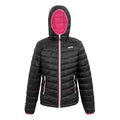 Black-Pink Potion - Front - Regatta Womens-Ladies Hillpack II Hooded Padded Jacket