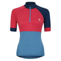 Sorbet Pink-Niagara Blue - Front - Dare 2B Womens-Ladies Compassion III Jersey Cycling Top