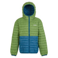 Piquant Green-Moroccan Blue - Front - Regatta Childrens-Kids Hillpack II Colour Block Padded Jacket