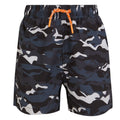 Black - Front - Regatta Childrens-Kids Skander III Camouflage Swim Shorts