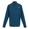 Moonlight Denim - Front - Regatta Mens Checked Packaway Long-Sleeved Travel Shirt