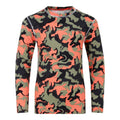 Orange Rust - Side - Dare 2B Childrens-Kids Pow II Camo Base Layer Set