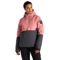 Dusty Rose-Ebony Grey - Lifestyle - Dare 2B Womens-Ladies Snowburst Overhead Ski Jacket