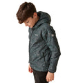 Seal Grey - Side - Regatta Childrens-Kids Volcanics VIII Terrain Print Reflective Waterproof Jacket