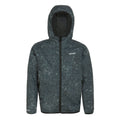 Seal Grey - Front - Regatta Childrens-Kids Volcanics VIII Terrain Print Reflective Waterproof Jacket