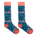 Kingfisher Blue-Orange Rust - Side - Dare 2B Childrens-Kids Fair Isle Ski Socks