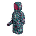 Bleached Aqua - Side - Regatta Great Outdoors Childrens-Kids Printed Lever Waterproof Packaway Jacket