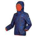 New Royal - Side - Regatta Great Outdoors Childrens-Kids Printed Lever Waterproof Packaway Jacket