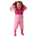 Sweet Pink - Side - Regatta Childrens-Kids Mudplay III Hooded Rainsuit