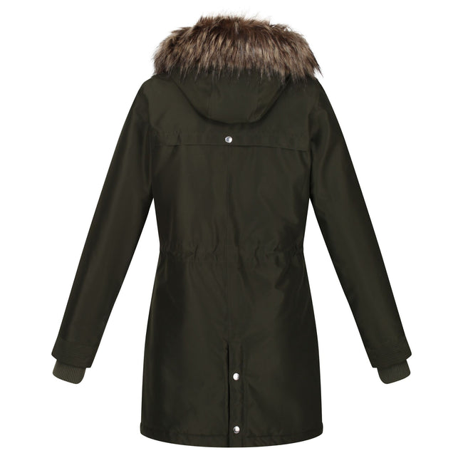 Women's sefarina waterproof insulated fur online trimmed hooded parka jacket dark khaki