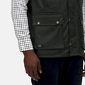 Dark Khaki - Close up - Regatta Mens Banbury Waxed Body Warmer