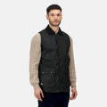 Black - Back - Regatta Mens Banbury Waxed Body Warmer