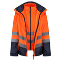 Orange-Navy - Close up - Regatta Mens Pro 3 in 1 Hi-Vis Jacket