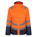 Orange-Navy - Front - Regatta Mens Pro 3 in 1 Hi-Vis Jacket