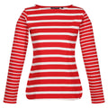 Code Red-Snow White - Front - Regatta Womens-Ladies Farida Striped Long-Sleeved T-Shirt