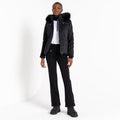 Black - Close up - Dare 2B Womens-Ladies Julien Macdonald Supermacy Plain Ski Jacket