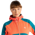 Fortune Green-Neon Peach - Side - Dare 2B Womens-Ladies Avidly Hooded Soft Shell Jacket