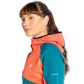 Fortune Green-Neon Peach - Close up - Dare 2B Womens-Ladies Avidly Hooded Soft Shell Jacket