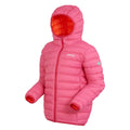 Flamingo Pink-Satsuma - Side - Regatta Childrens-Kids Marizion Hooded Padded Jacket