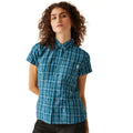 Moroccan Blue - Lifestyle - Regatta Womens-Ladies Mindano VIII Checked Short-Sleeved Shirt