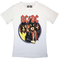 White - Front - AC-DC Womens-Ladies Highway To Hell Circle T-Shirt